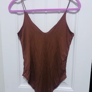 Brown spaghetti strap bodysuit